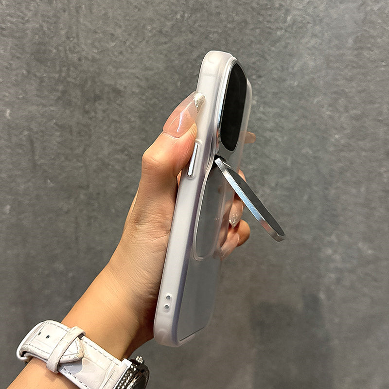 Suitable For Apple iPhone Case, Skin-like Sunglasses Holder, Iphone15promax, New Transparent Electroplated Buttons Anti-fall Acrylic Simple Large Hole Protective Cover