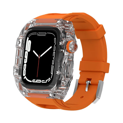 Kewu Digital Is Suitable For Apple Watch Ultra Strap Fully Transparent Case S7 Apple Watch With Fluorine Rubber S8 Modified IWatch6 Advanced SE Protective Case Watch7 Integrated Case S8