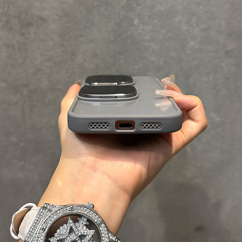 Suitable For Apple iPhone Case, Skin-like Sunglasses Holder, Iphone15promax, New Transparent Electroplated Buttons Anti-fall Acrylic Simple Large Hole Protective Cover