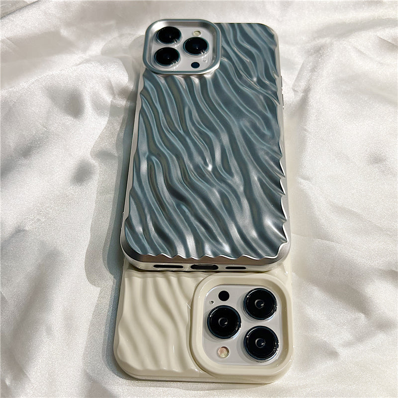 High-end Simple Solid Color Folds Suitable For Apple 14promax iPhone Case Iphone13 New 13promax Soft Silicone 12 Female Models 14pro All-inclusive 11 Drop-resistant Mobile Phone Cover Boys Tide