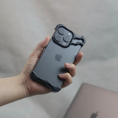 Shell Squad Leader Special-shaped Zinc Alloy Suitable For Apple 15romax Mobile Phone Case IPhone14 Niche New 13 High-end Bare Metal Feel Anti-fall Protective Case Solid Color Simple