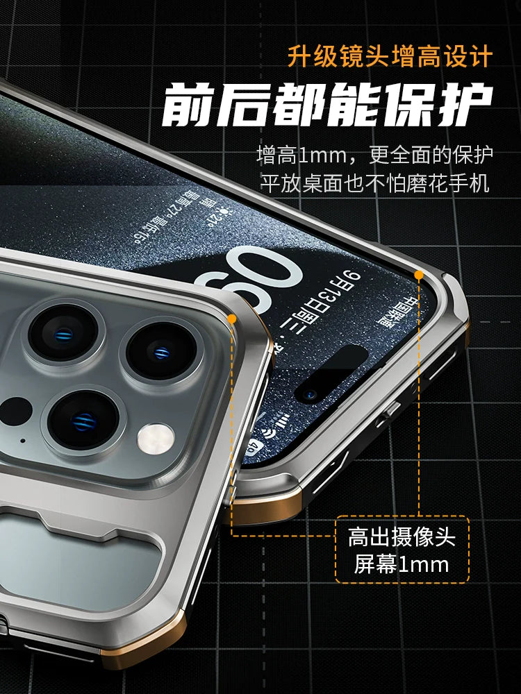 Thetree Titanium Alloy Mobile Phone Case Suitable For Apple 15promax Protective Case New Metal Anti-fall Hollow Heat Dissipation IPhone15pro Case High-end All-inclusive Ultra-thin Plus Anti-scratch Male