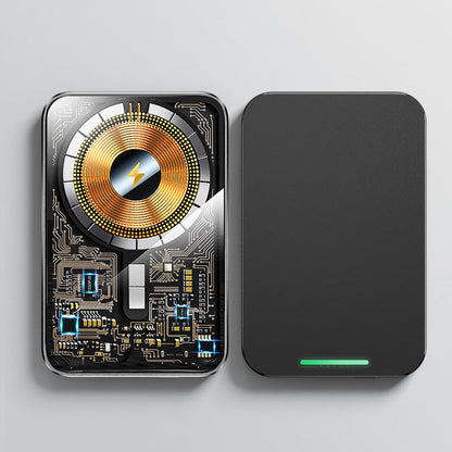 New Cross-border Ultra-thin Wireless Fast Charging Power Bank Aluminum Alloy Transparent Magnetic Suction Charging Treasure Amazon Hot Style
