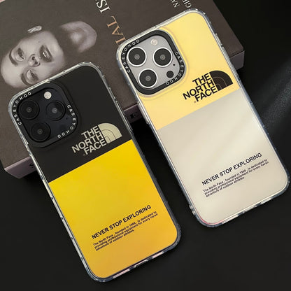 High-end Laser Gradient Color Matching Trendy Brand North Face Apple iPhone Case All-inclusive Matte Hard Case