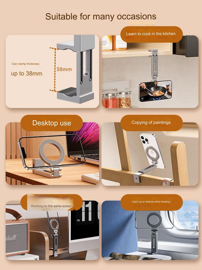 Thetree Travel iPhone Magnetic Holder Magsafe Portable Clip Desktop 360 Degree Rotation And Folding Special Aircraft High-speed Rail Train Suitcase Fixed Portable Lazy Artifact