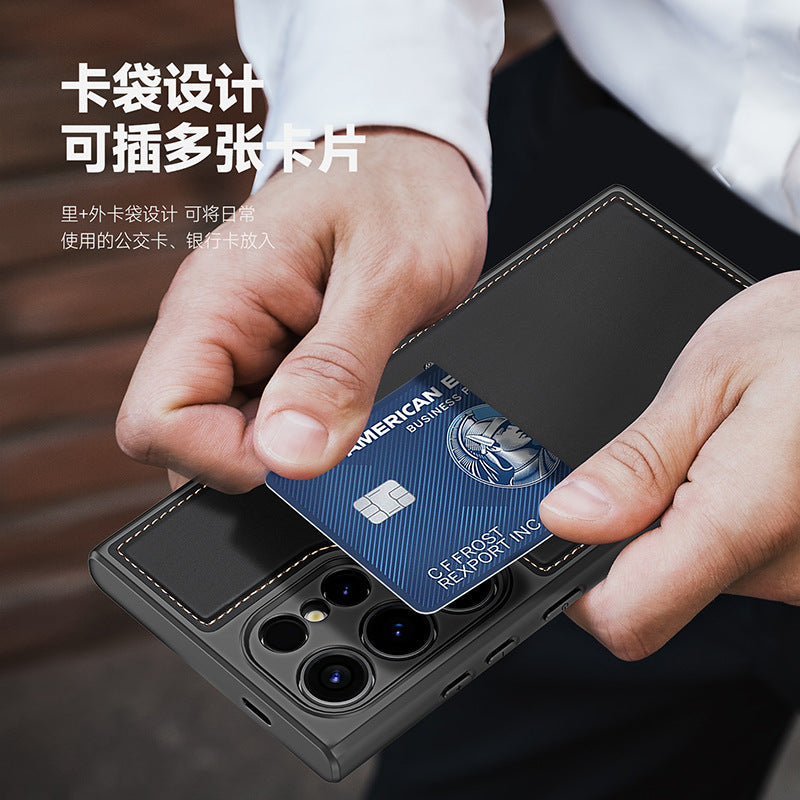 Suitable For Samsung S24Ultra Mobile Phone Case Wholesale 3-in-1 Dual Card Magnetic Holder S24Plus Protective Case