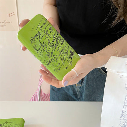 Slide Cover Green Bottom Black English Suitable For Iphone14pro Apple 13 Mobile Phone Case 11 Simple Niche 12 Mobile Phone Case