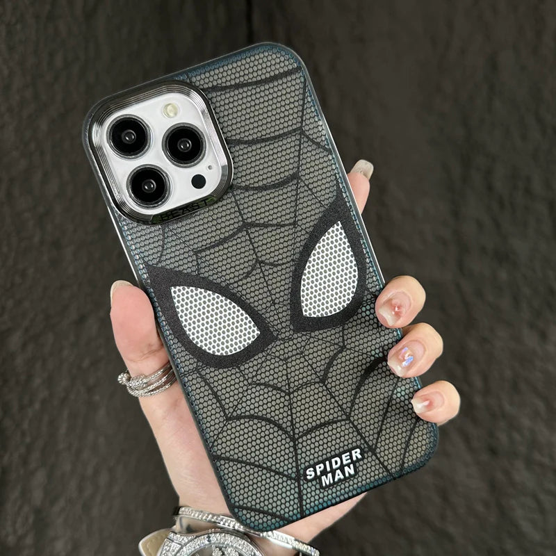 Premium iPhone 14 Pro Max Case - Silver Electroplated Shell with Spiderman Mask Design for iPhone 15, 13 Pro, XR, XS, and 12: High-End, Anti-Fall, Creative Protective Cover