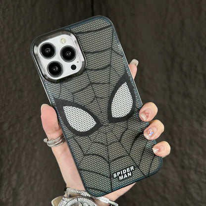 Premium iPhone 14 Pro Max Case - Silver Electroplated Shell with Spiderman Mask Design for iPhone 15, 13 Pro, XR, XS, and 12: High-End, Anti-Fall, Creative Protective Cover