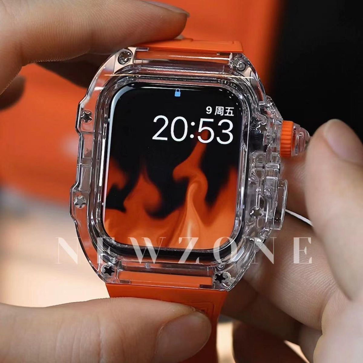 Kewu Digital Is Suitable For Apple Watch Ultra Strap Fully Transparent Case S7 Apple Watch With Fluorine Rubber S8 Modified IWatch6 Advanced SE Protective Case Watch7 Integrated Case S8