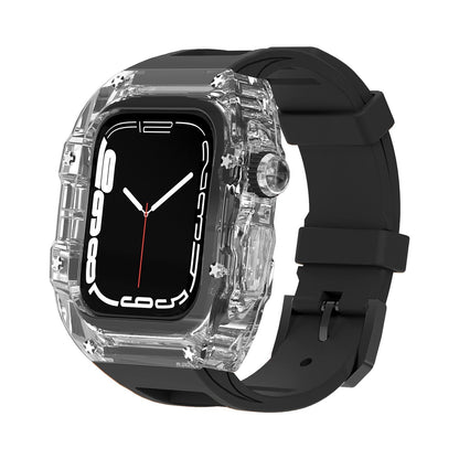 Kewu Digital Is Suitable For Apple Watch Ultra Strap Fully Transparent Case S7 Apple Watch With Fluorine Rubber S8 Modified IWatch6 Advanced SE Protective Case Watch7 Integrated Case S8