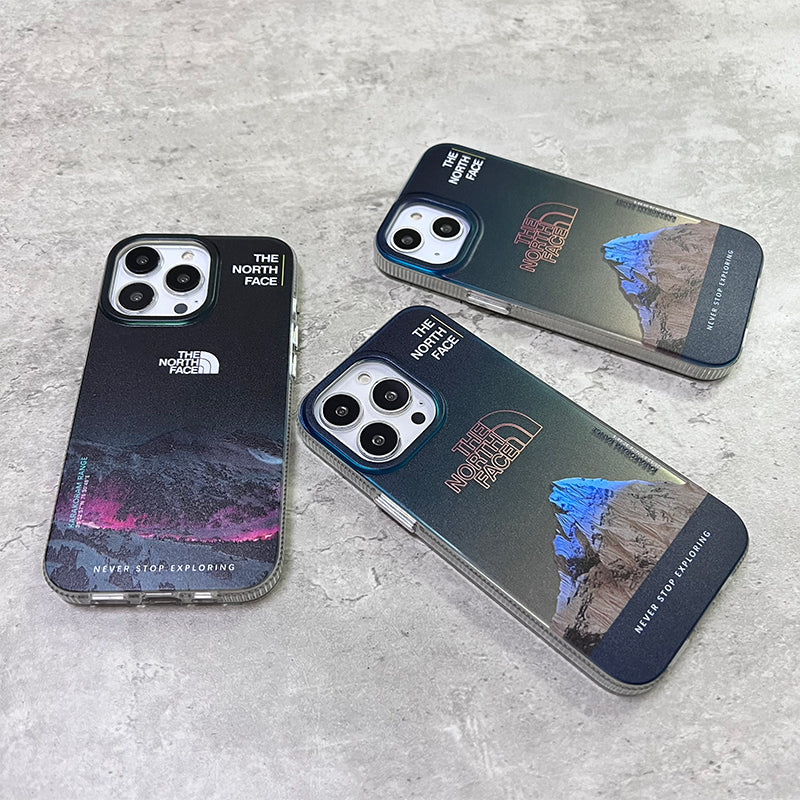 Original Trendy Brand North Face Snow Mountain iPhone Case, Personalized Landscape Illustration Creative High-end Sense Large Hole Matte Anti-fall Hard Protective Case