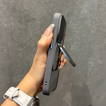 Suitable For Apple iPhone Case, Skin-like Sunglasses Holder, Iphone15promax, New Transparent Electroplated Buttons Anti-fall Acrylic Simple Large Hole Protective Cover