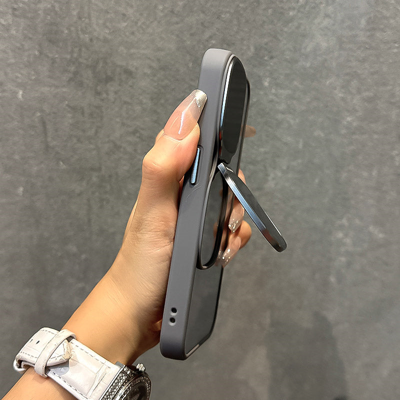 Suitable For Apple iPhone Case, Skin-like Sunglasses Holder, Iphone15promax, New Transparent Electroplated Buttons Anti-fall Acrylic Simple Large Hole Protective Cover