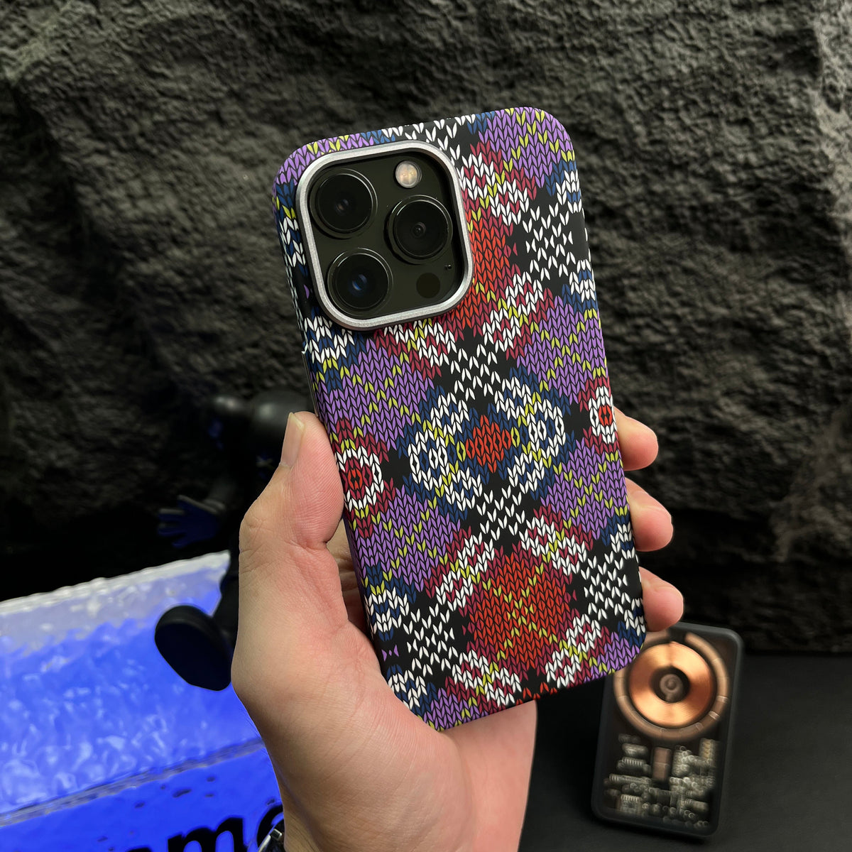 High-End Luminous Magnetic Moisture-Absorbing Case for Apple iPhone 14 Pro Max 2023 - Ethnic Style Creative Cover with Brand Embossment for Men and Women Elevate Your High-End Experience!
