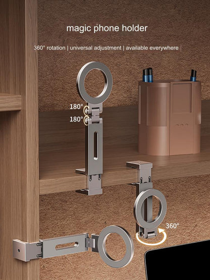 Thetree Travel iPhone Magnetic Holder Magsafe Portable Clip Desktop 360 Degree Rotation And Folding Special Aircraft High-speed Rail Train Suitcase Fixed Portable Lazy Artifact