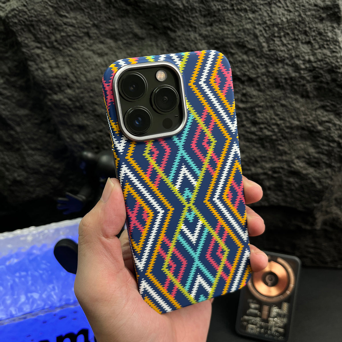 High-End Luminous Magnetic Moisture-Absorbing Case for Apple iPhone 14 Pro Max 2023 - Ethnic Style Creative Cover with Brand Embossment for Men and Women Elevate Your High-End Experience!
