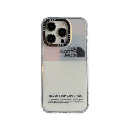 Tide Brand Double Color Matching TNF Label Is Suitable For Apple 14pro Mobile Phone Case Iphone13 Matte Radiation 12/11 Straight Edge Hard Bottom