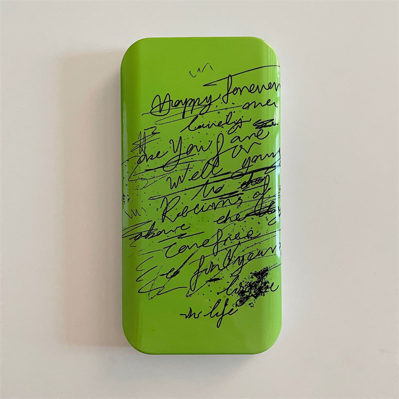 Slide Cover Green Bottom Black English Suitable For Iphone14pro Apple 13 Mobile Phone Case 11 Simple Niche 12 Mobile Phone Case