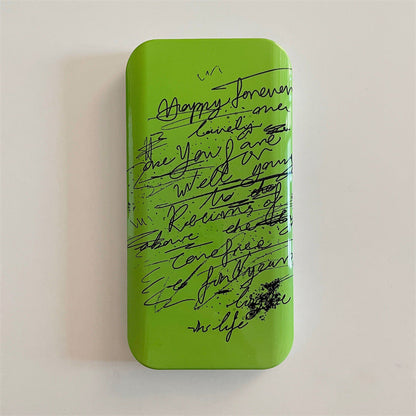 Slide Cover Green Bottom Black English Suitable For Iphone14pro Apple 13 Mobile Phone Case 11 Simple Niche 12 Mobile Phone Case