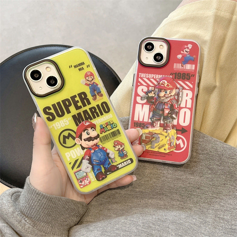 Cartoon Mario Edition iPhone Case 11 Apple 14plus Protective Cover
