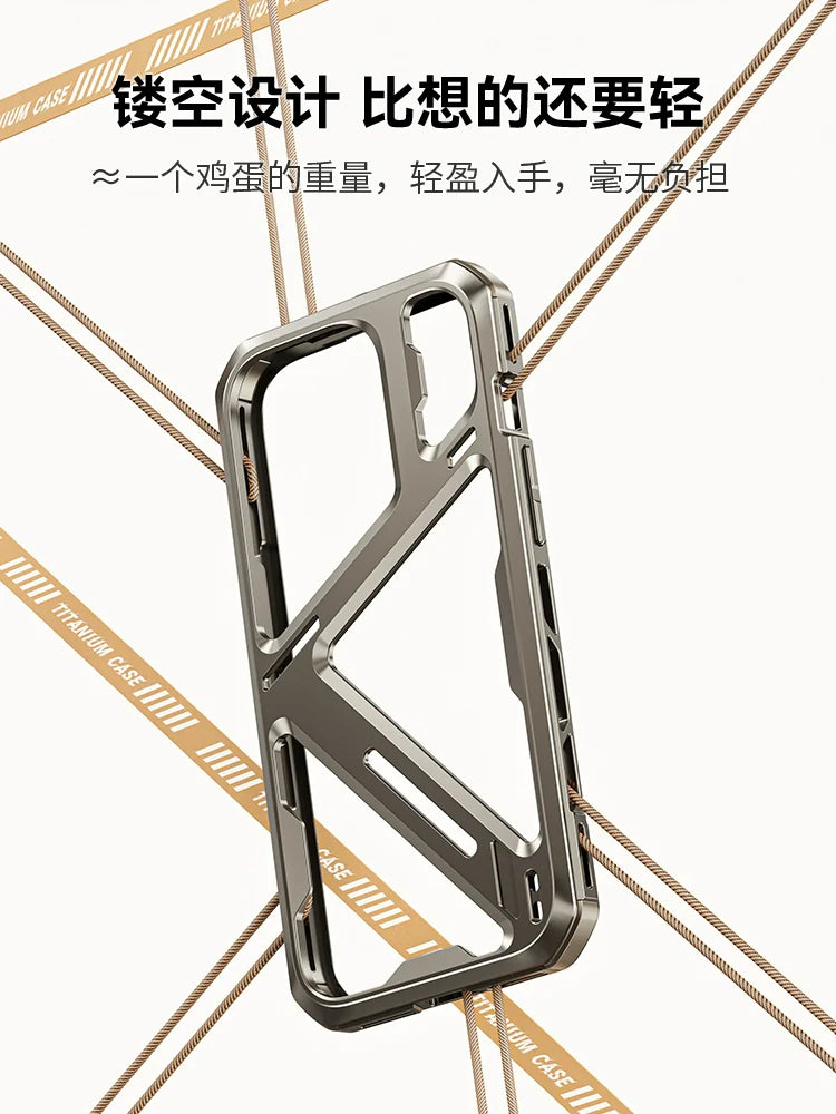 Thetree Titanium Alloy Mobile Phone Case Suitable For Apple 15promax Protective Case New Metal Anti-fall Hollow Heat Dissipation IPhone15pro Case High-end All-inclusive Ultra-thin Plus Anti-scratch Male