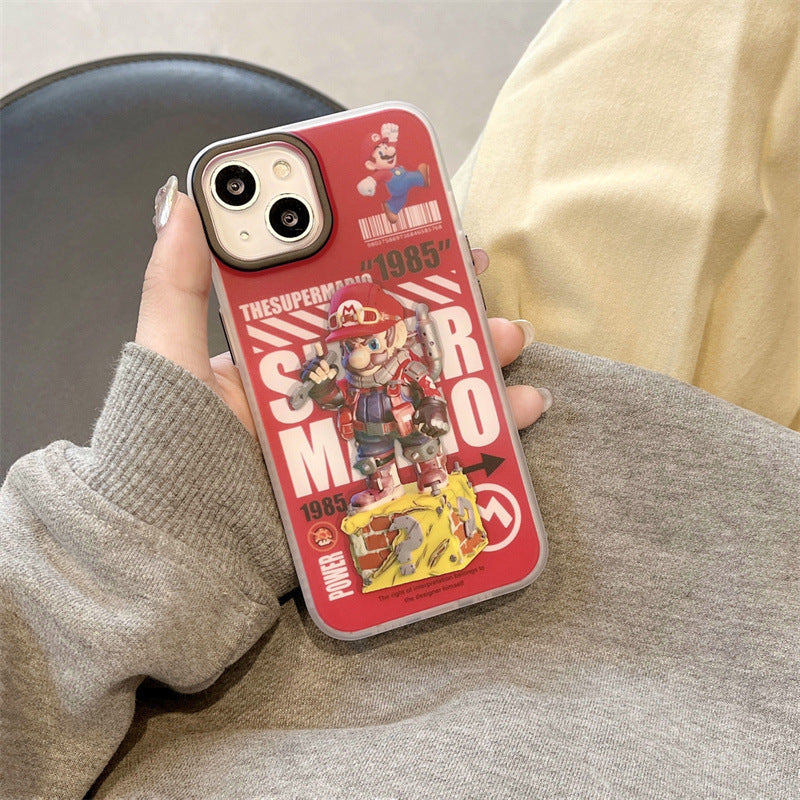 Cartoon Mario Edition iPhone Case 11 Apple 14plus Protective Cover
