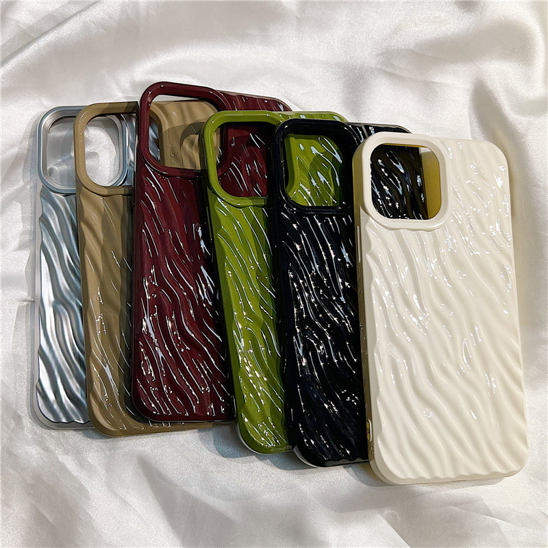 High-end Simple Solid Color Folds Suitable For Apple 14promax iPhone Case Iphone13 New 13promax Soft Silicone 12 Female Models 14pro All-inclusive 11 Drop-resistant Mobile Phone Cover Boys Tide