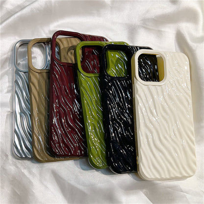High-end Simple Solid Color Folds Suitable For Apple 14promax iPhone Case Iphone13 New 13promax Soft Silicone 12 Female Models 14pro All-inclusive 11 Drop-resistant Mobile Phone Cover Boys Tide