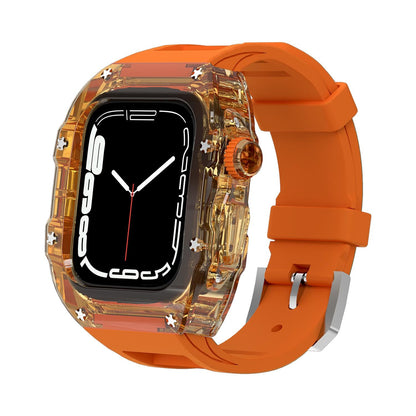 Kewu Digital Is Suitable For Apple Watch Ultra Strap Fully Transparent Case S7 Apple Watch With Fluorine Rubber S8 Modified IWatch6 Advanced SE Protective Case Watch7 Integrated Case S8