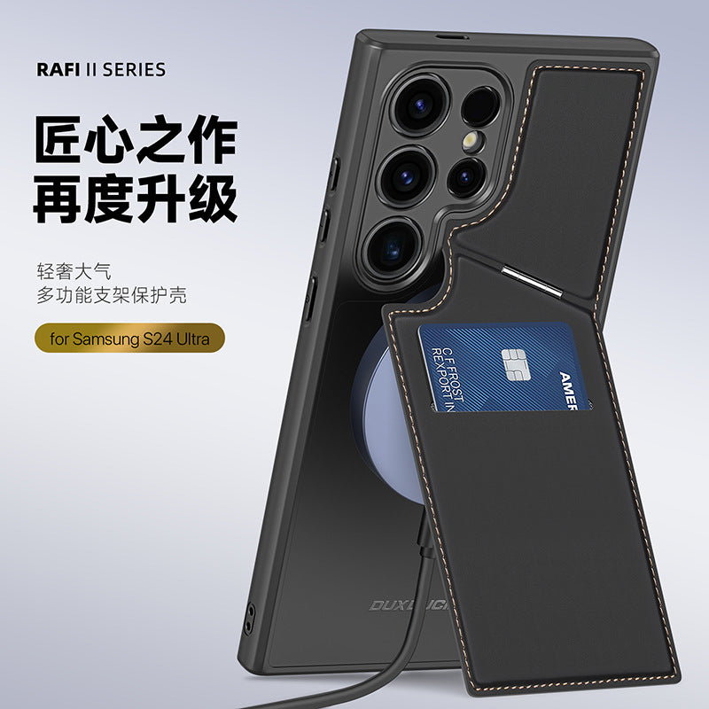 Suitable For Samsung S24Ultra Mobile Phone Case Wholesale 3-in-1 Dual Card Magnetic Holder S24Plus Protective Case