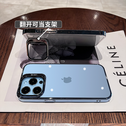 Suitable For Apple 14promax Mobile Phone Case IPhone14pro New I Lens All-inclusive 13pro Anti-fall 14 Electroplating Plus High-end Female 14pm Niche Creative Ip12 Bracket Transparent Cover