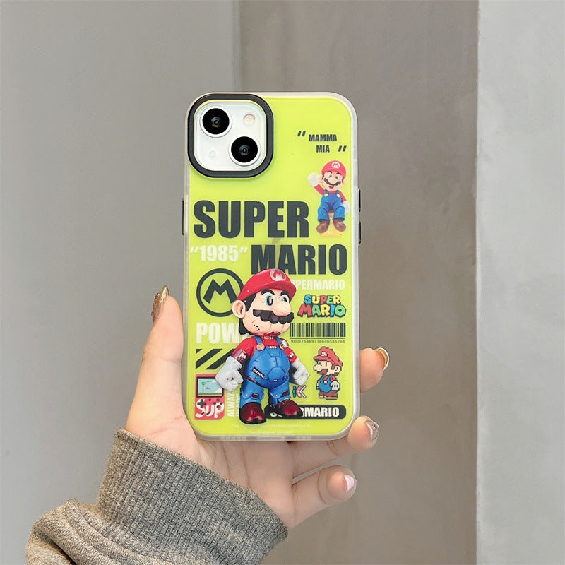 Cartoon Mario Edition iPhone Case 11 Apple 14plus Protective Cover