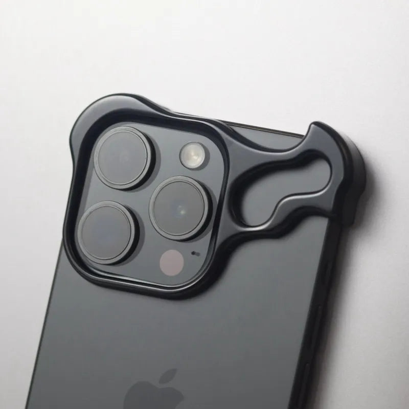Shell Squad Leader Special-shaped Zinc Alloy Suitable For Apple 15romax Mobile Phone Case IPhone14 Niche New 13 High-end Bare Metal Feel Anti-fall Protective Case Solid Color Simple