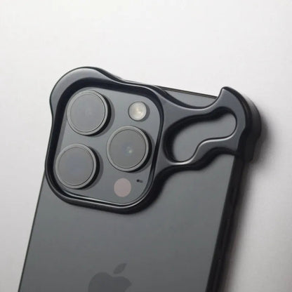 Shell Squad Leader Special-shaped Zinc Alloy Suitable For Apple 15romax Mobile Phone Case IPhone14 Niche New 13 High-end Bare Metal Feel Anti-fall Protective Case Solid Color Simple