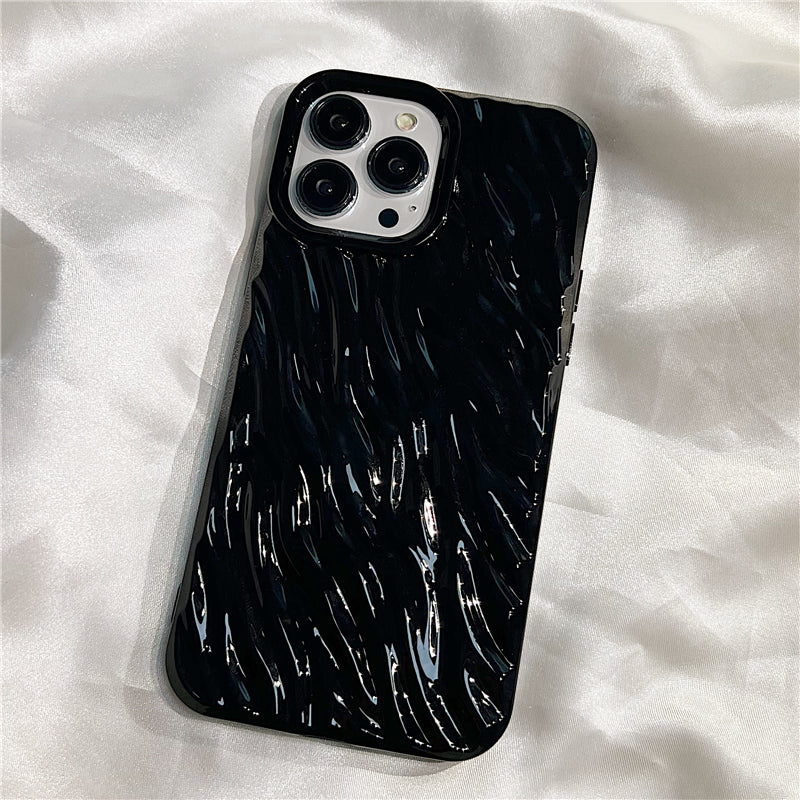 High-end Simple Solid Color Folds Suitable For Apple 14promax iPhone Case Iphone13 New 13promax Soft Silicone 12 Female Models 14pro All-inclusive 11 Drop-resistant Mobile Phone Cover Boys Tide