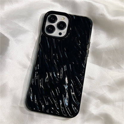 High-end Simple Solid Color Folds Suitable For Apple 14promax iPhone Case Iphone13 New 13promax Soft Silicone 12 Female Models 14pro All-inclusive 11 Drop-resistant Mobile Phone Cover Boys Tide
