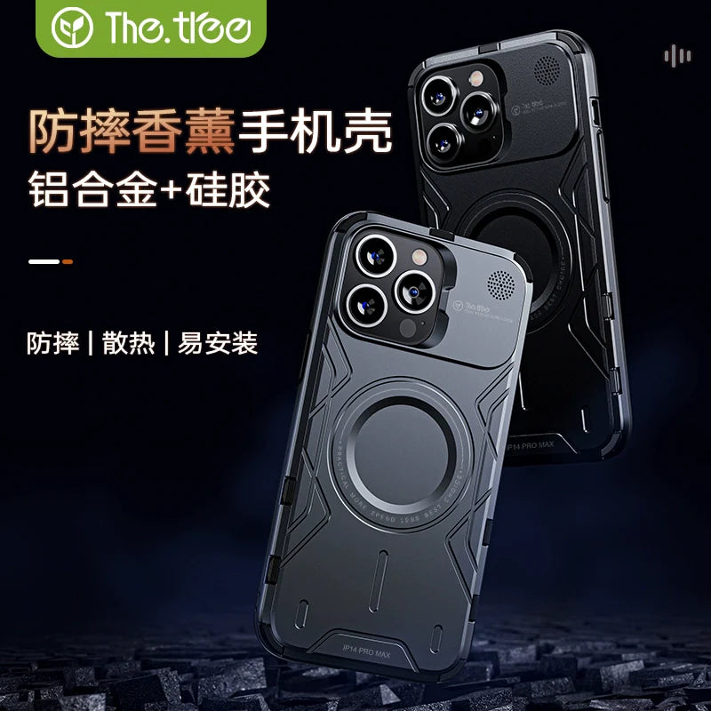 TheTree Aromatherapy iPhone 15 Pro Max Case: MagSafe Magnetic Aluminum Alloy, Anti-Fall, Heat Dissipation, High-End Apple 15 Pro Shell – All-Inclusive, Anti-Scratch Protection