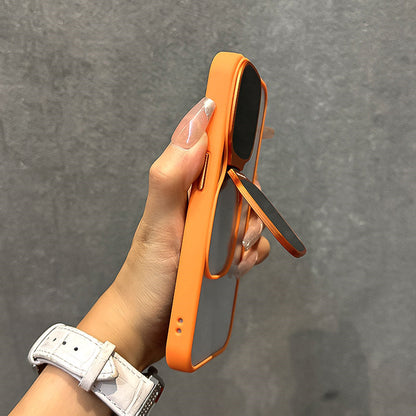 Suitable For Apple iPhone Case, Skin-like Sunglasses Holder, Iphone15promax, New Transparent Electroplated Buttons Anti-fall Acrylic Simple Large Hole Protective Cover