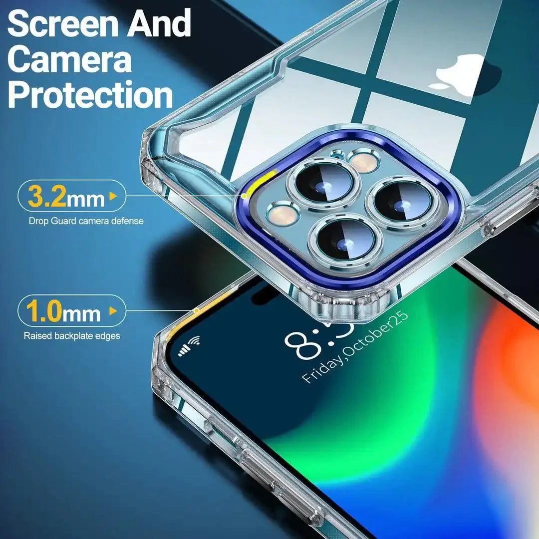 Camera Protection, Hard Crystal Clear Back, Shockproof Case Cover(TPU+Acrylic)