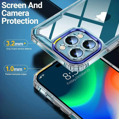Camera Protection, Hard Crystal Clear Back, Shockproof Case Cover(TPU+Acrylic)
