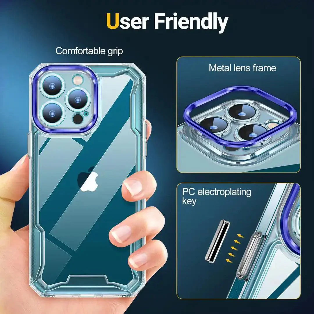 Camera Protection, Hard Crystal Clear Back, Shockproof Case Cover(TPU+Acrylic)
