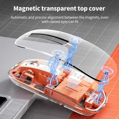 Transparent Office Mouse Bluetooth-Compatible Wireless Mouse with RGB Light Mechanical Mouse Type-C Charging for Desktop Gaming