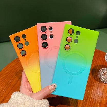 Suitable for Samsung S23ultra Magnetic Mobile Phone Case S21 Two-color Gradient S22ultra Lens Film Drop-proof Protective Cover