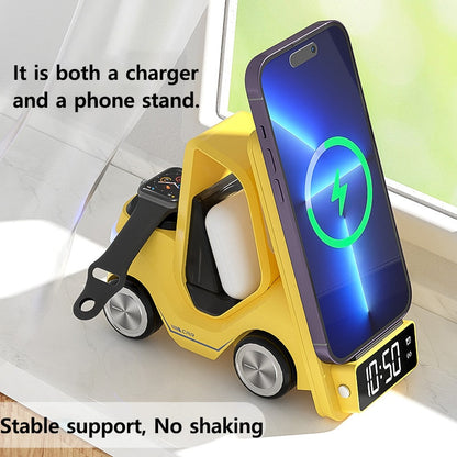 Alarm Clock Fast Charging RGB Wireless Charger for iPhone 14 13 Dock Station for Apple Watch S8 AirPods Pro LED Digital Holder