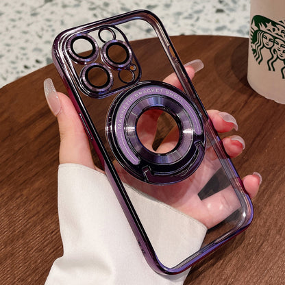 For iPhone 14 Pro Max Invisible Bracket Magsafe Case For iPhone 14 13 12 11 Pro Max Magnetic Stand Holder Plating Soft Cover