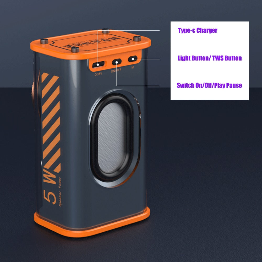Transparent mecha wireless bluetooth speaker sound light rhythm subwoofer TWS stereo Cyberpunk music center hands-free call