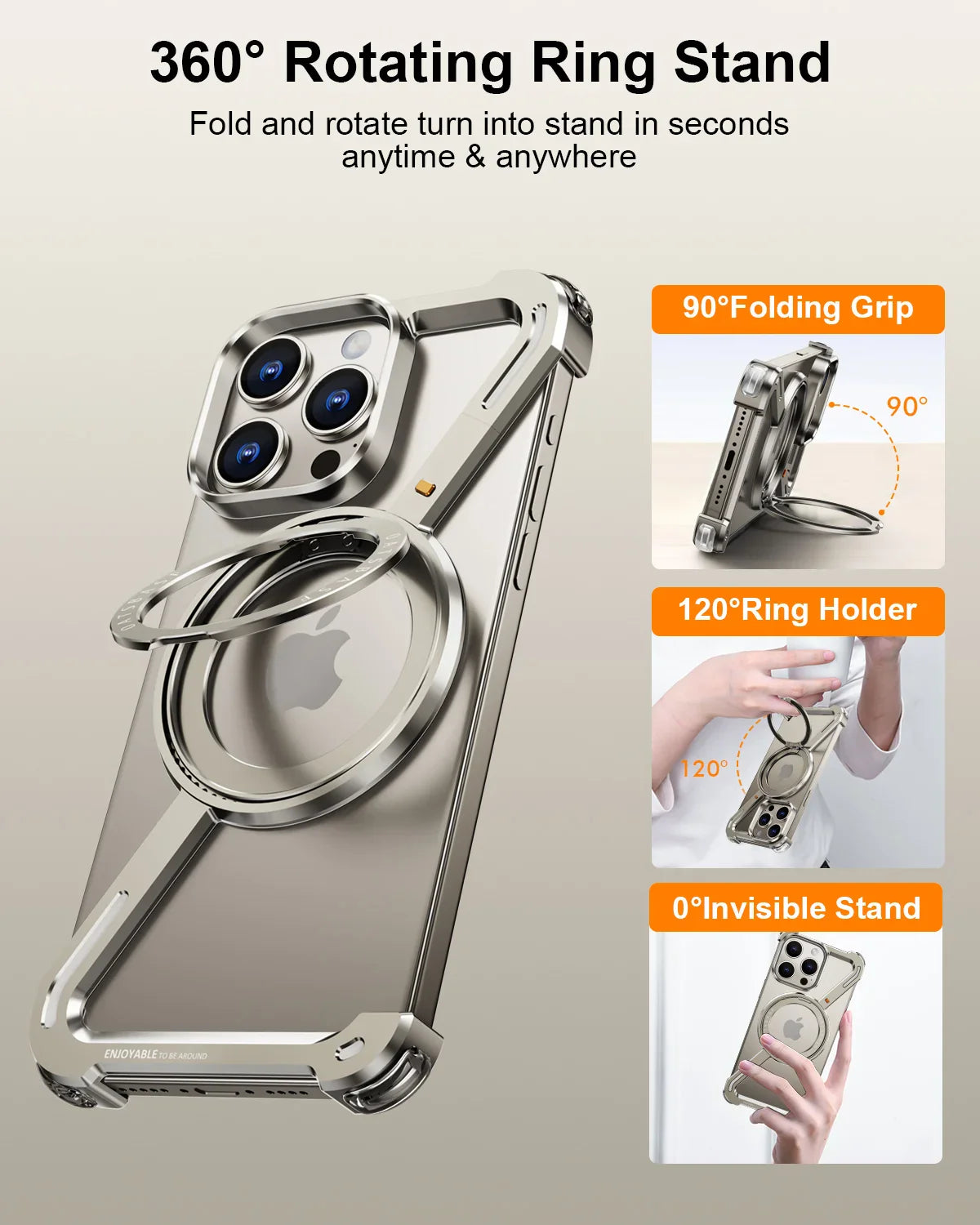 iPhone  Ⓩ Shape  Metal Kickstand Bumper Detachable Cover For Your Phone.