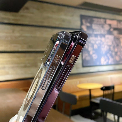 Window Plating Color Purple Blue Black Magnetic Wireless Charging PC Shockproof  Phone Cover For IPhone 12Pro 13 14 Pro Max Case