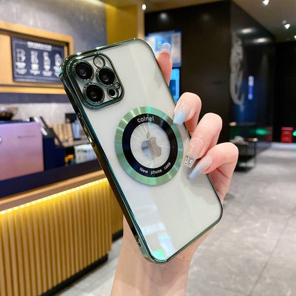 Luxury Noble Magsafe Wireless Charge Hard PC Case Transparent For iPhone 14 13 Pro 12 11 Pro Max Magnetic Logo Clear Cover Men